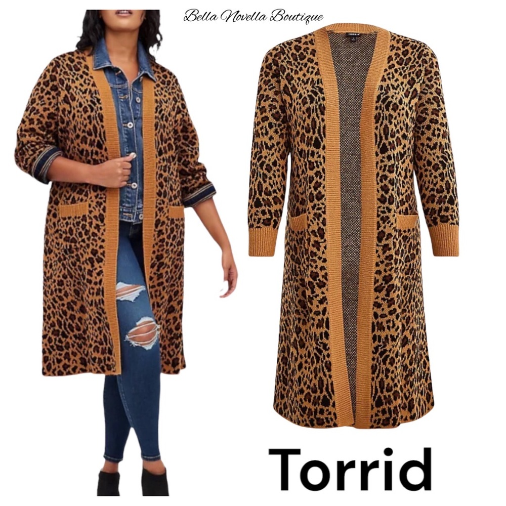 TORRID NWT Leopard Cardigan Duster Sweater sz 10-00-M/L